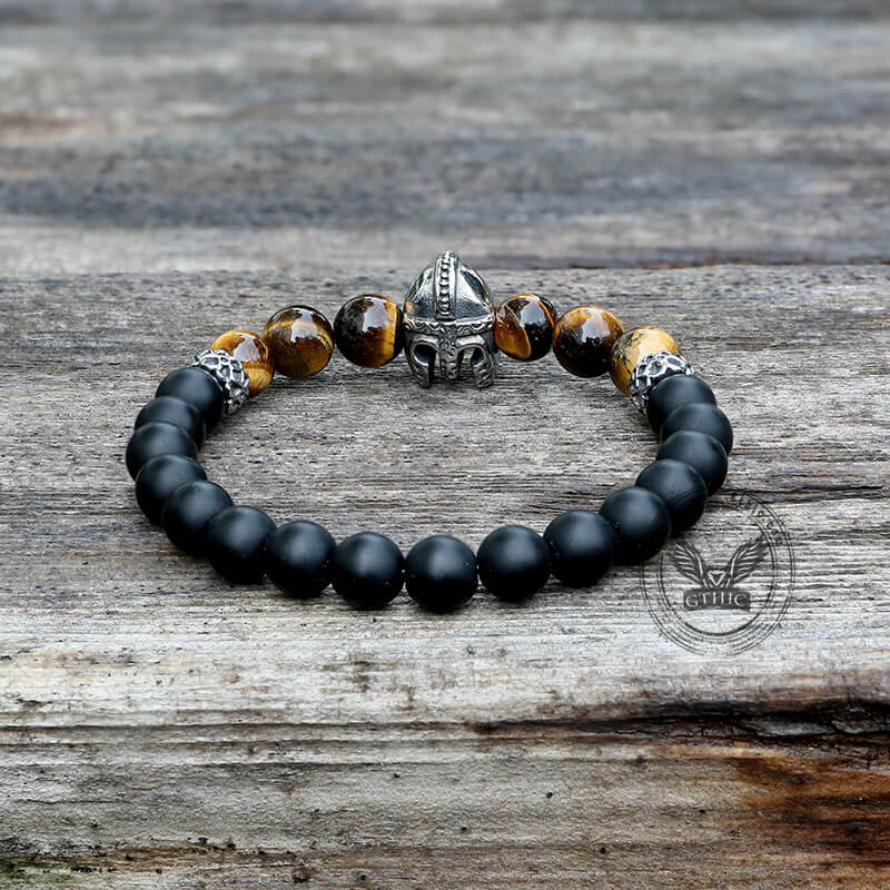 Spartan Stainless Steel Stone Bead Bracelet