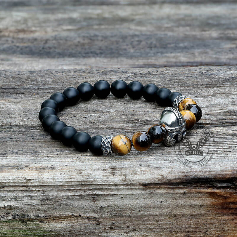 Spartan Stainless Steel Stone Bead Bracelet