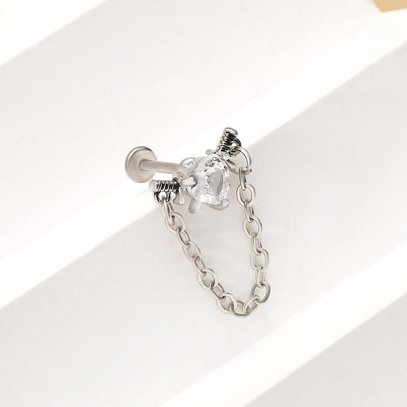 Spider Chain Skull Zircon G23 Titanium Lip Stud Earrings