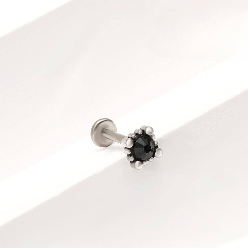 Spider Chain Skull Zircon G23 Titanium Lip Stud Earrings