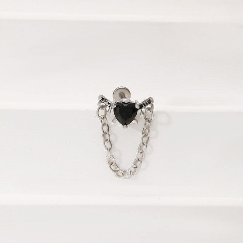 Spider Chain Skull Zircon G23 Titanium Lip Stud Earrings