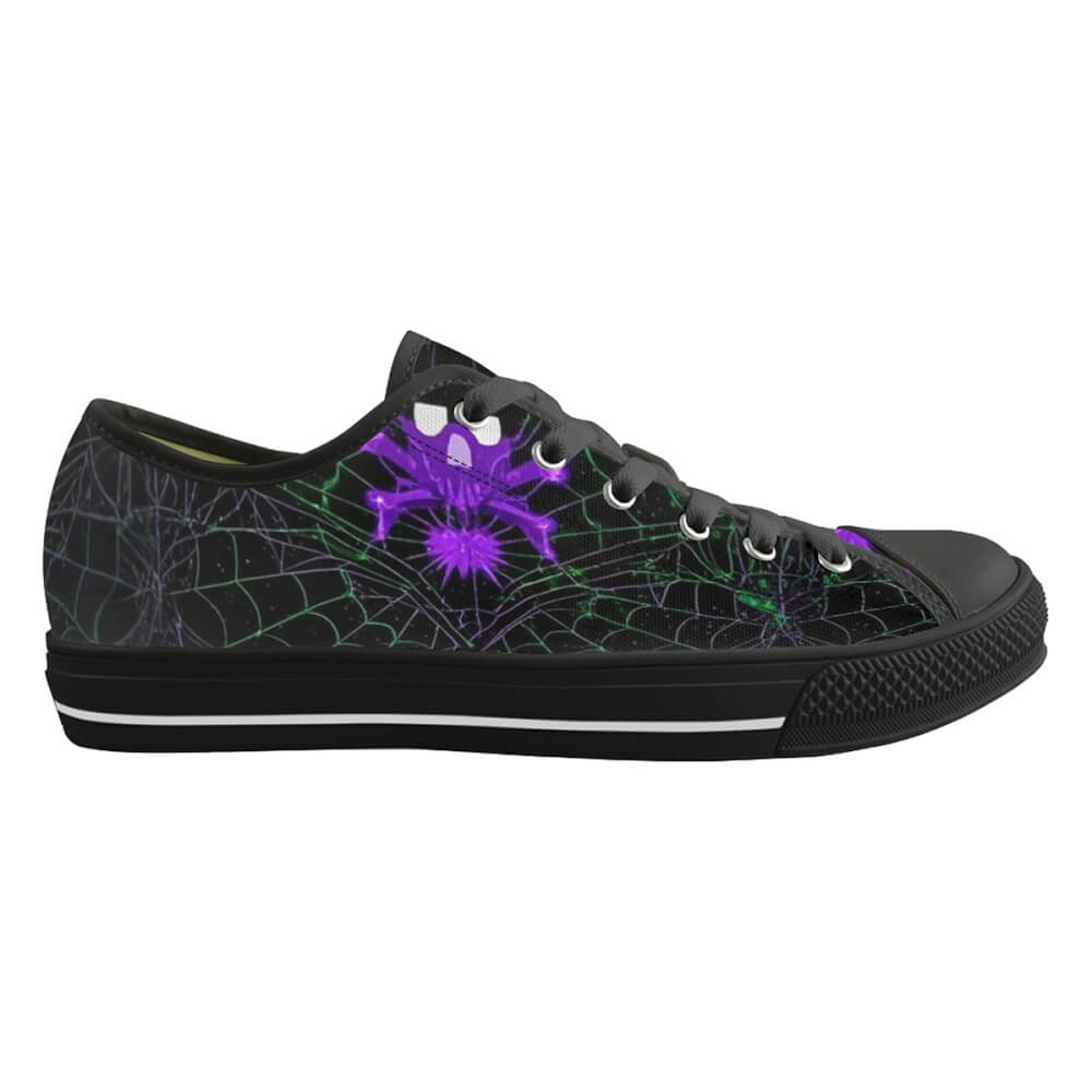 Spider Crawling On The Web Print Canvas Shoes 03 | Gthic.com