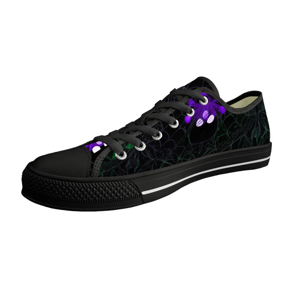 Spider Crawling On The Web Print Canvas Shoes