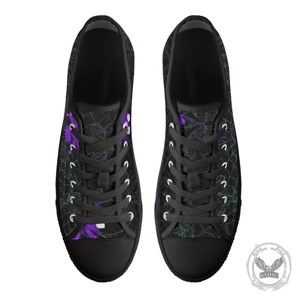 Spider Crawling On The Web Print Canvas Shoes