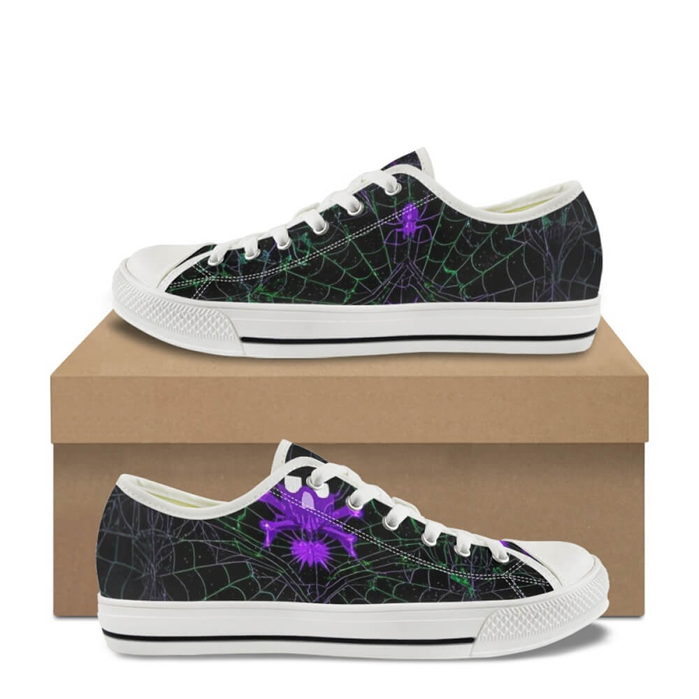 Spider Crawling On The Web Print Canvas Shoes 02 | Gthic.com