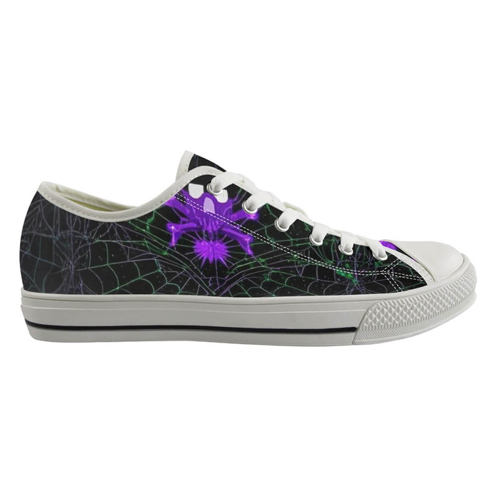 Spider Crawling On The Web Print Canvas Shoes