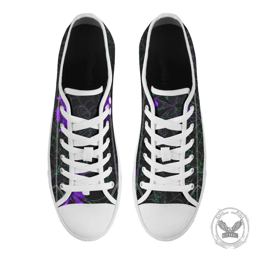 Spider Crawling On The Web Print Canvas Shoes