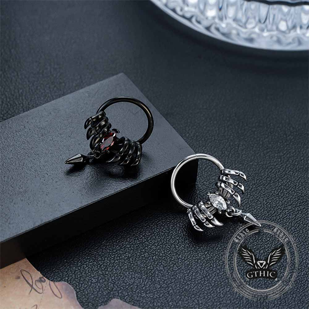 Spider Design Zircon Stainless Steel Piercing Earrings | Gthic.com