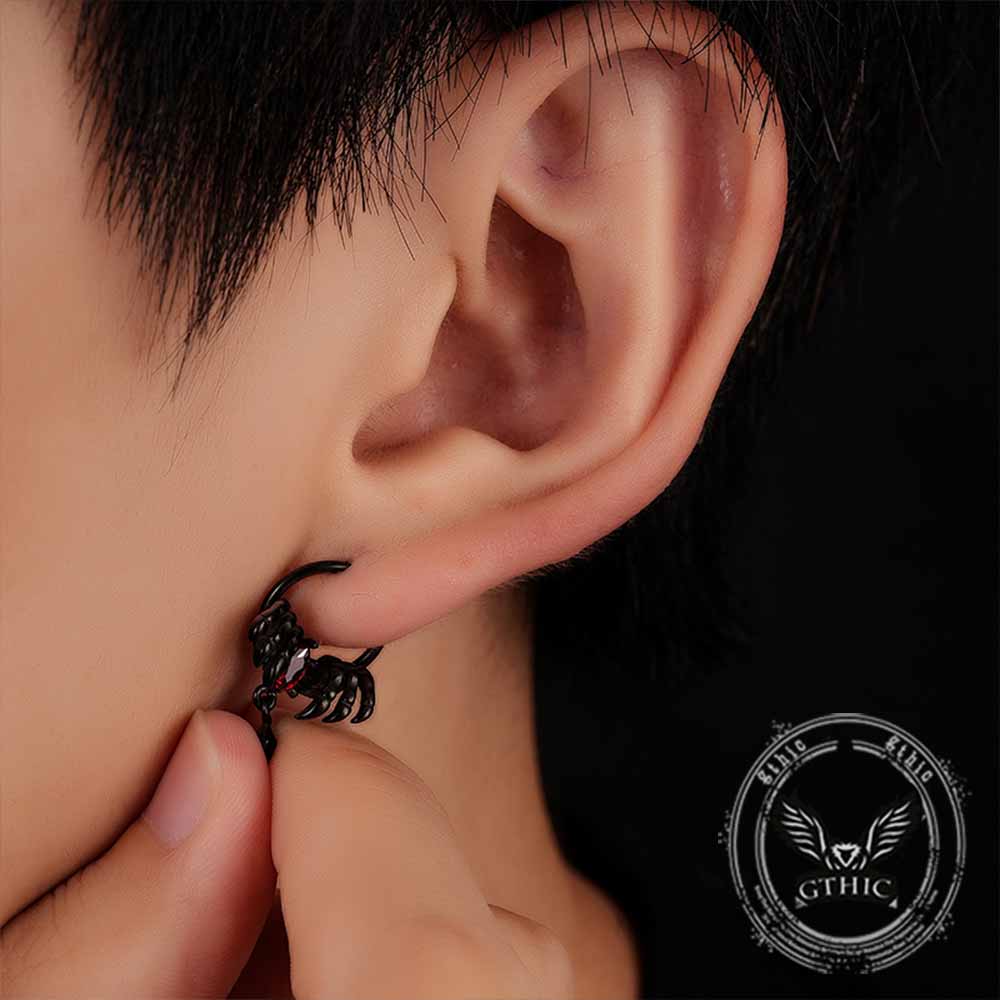 Spider Design Zircon Stainless Steel Piercing Earrings | Gthic.com