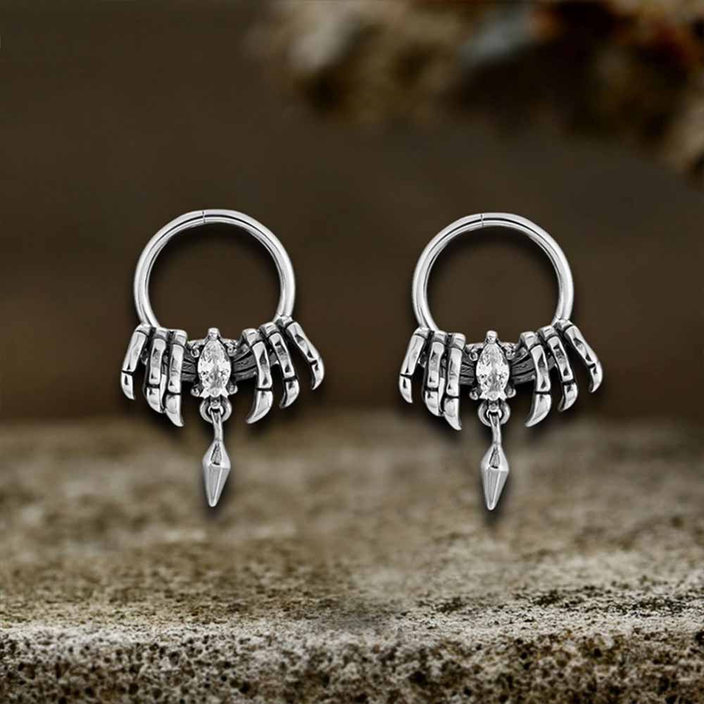 Spider Design Zircon Stainless Steel Piercing Earrings | Gthic.com
