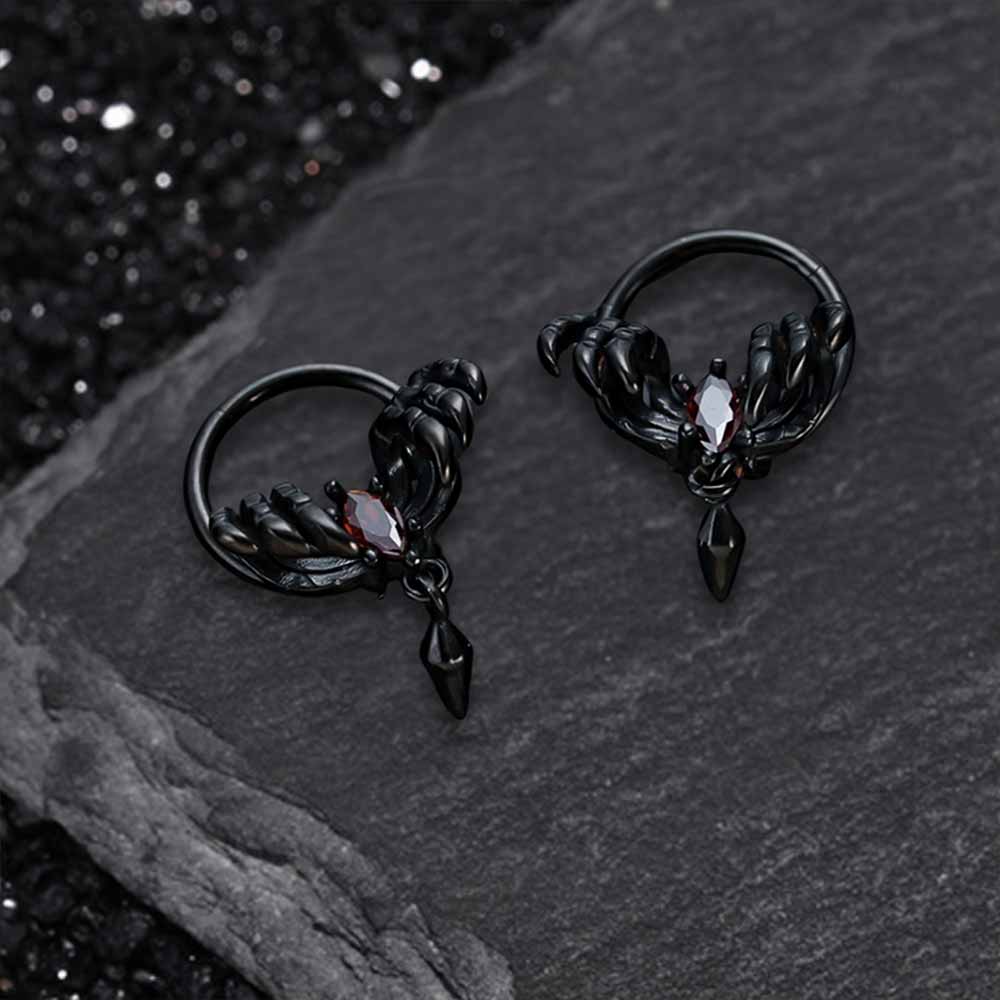 Spider Design Zircon Stainless Steel Piercing Earrings