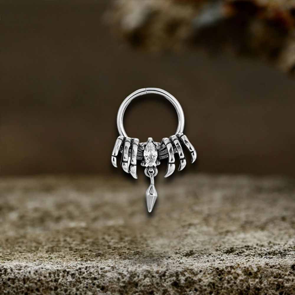 Spider Design Zircon Stainless Steel Piercing Earrings