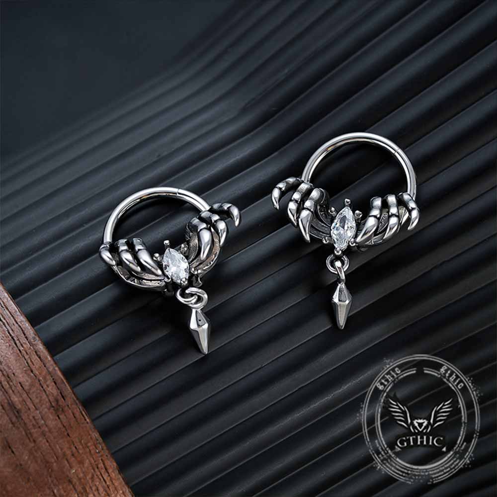 Spider Design Zircon Stainless Steel Piercing Earrings