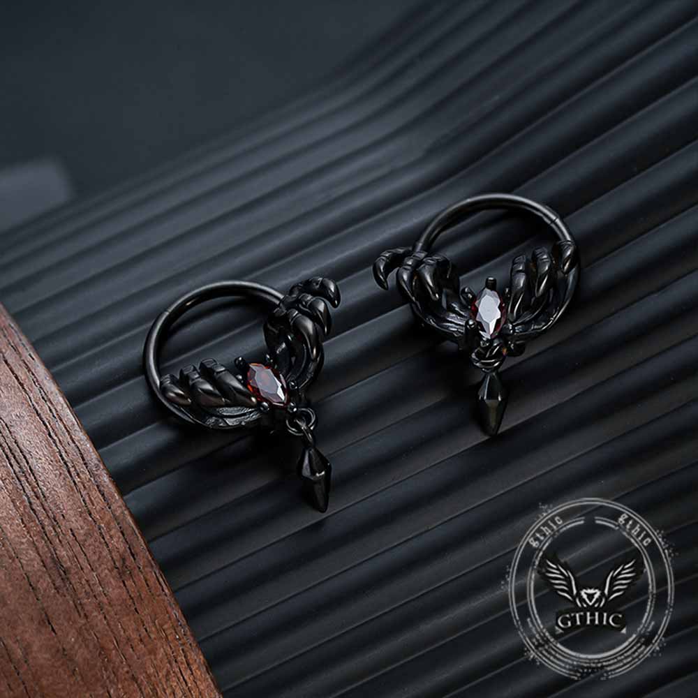 Spider Design Zircon Stainless Steel Piercing Earrings