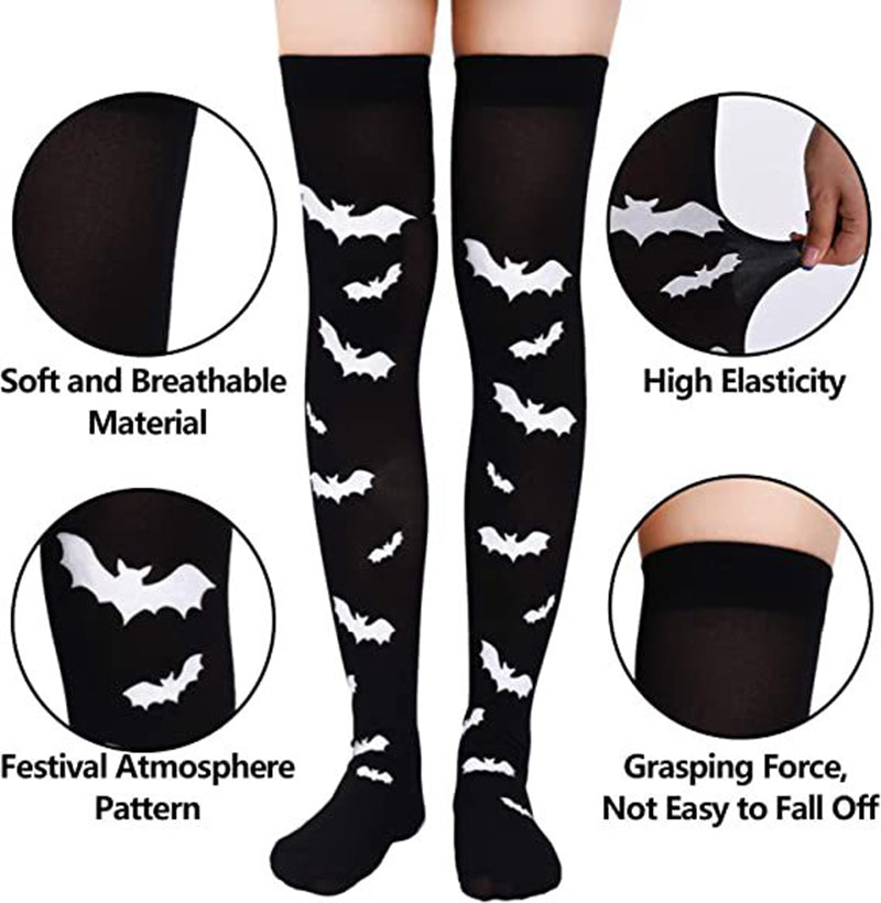 Spider Web Bat Halloween Print Socks