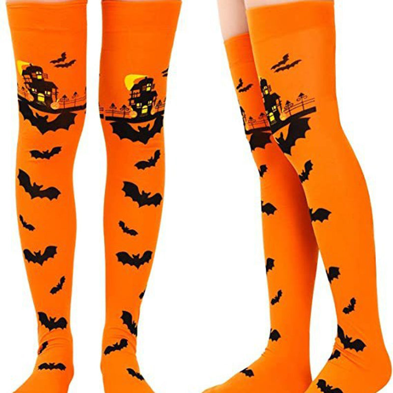 Spider Web Bat Halloween Print Socks