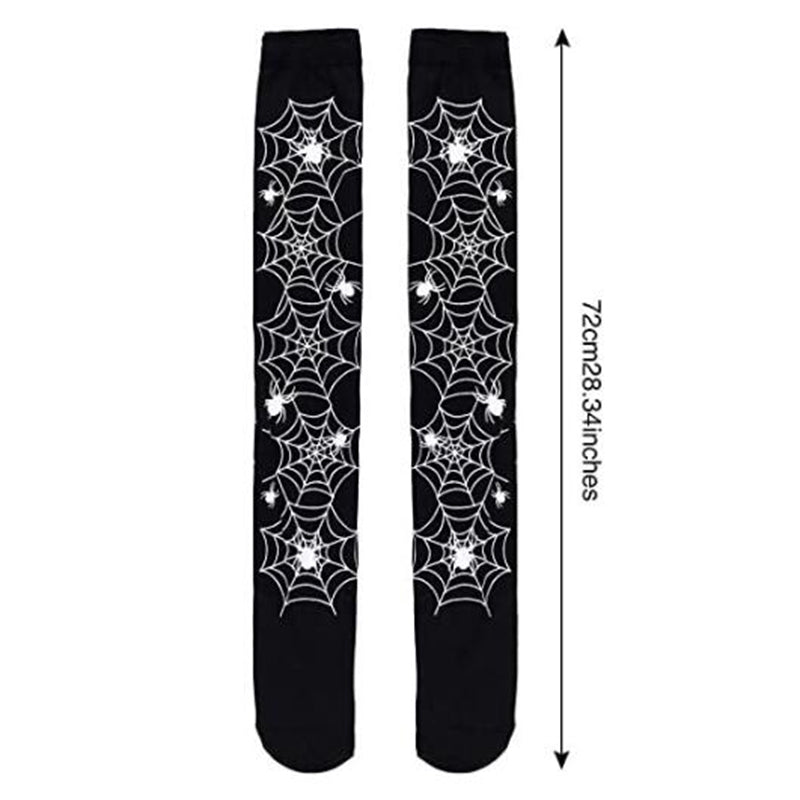 Spider Web Bat Halloween Print Socks