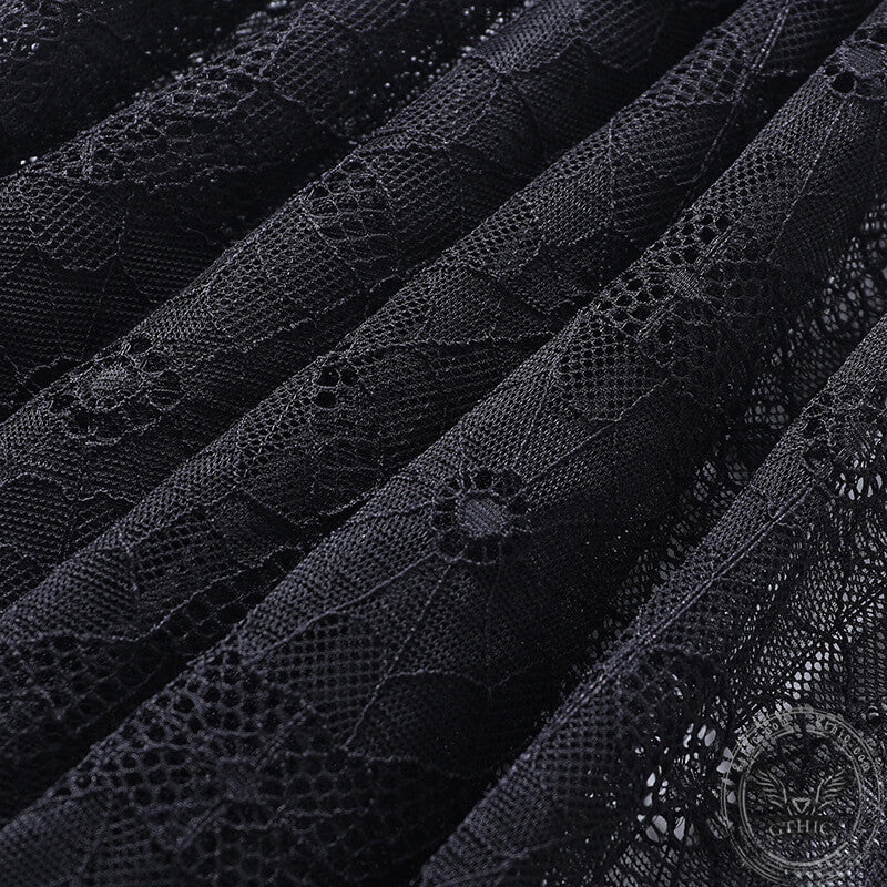Conjunto de vestido lencero de cuero gótico con tela de araña