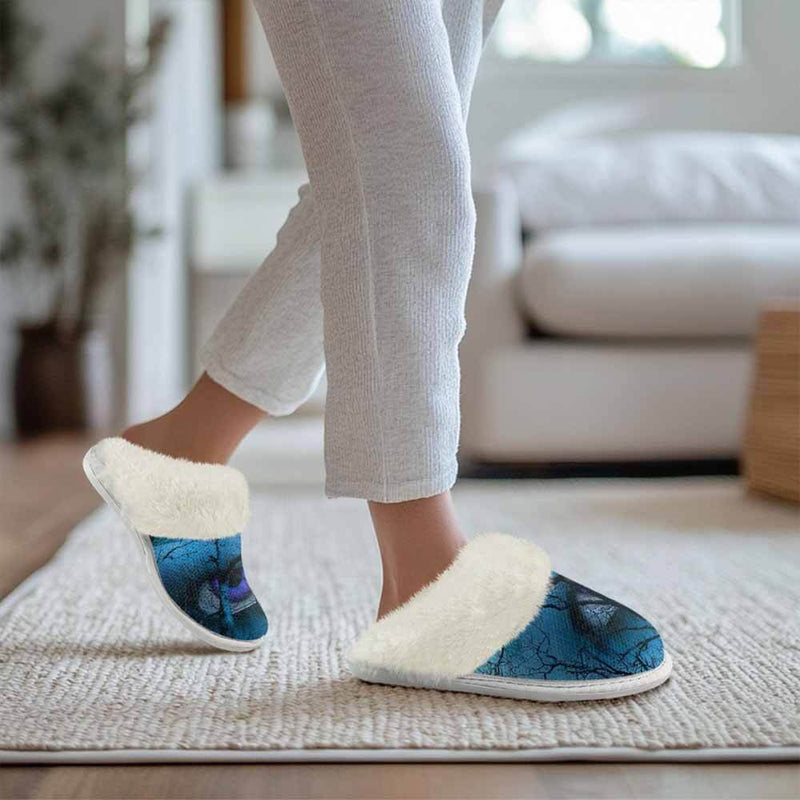 Spooky Blue Eyes Forest Keep Warm Cotton Slippers 02 | Gthic.com