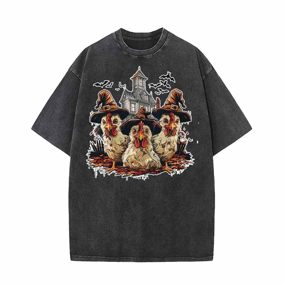 Spooky Chickens Vintage Washed T-shirt | Gthic.com