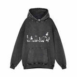 Spooky Ghost Cat Vintage Washed Hoodie 01 | Gthic.com