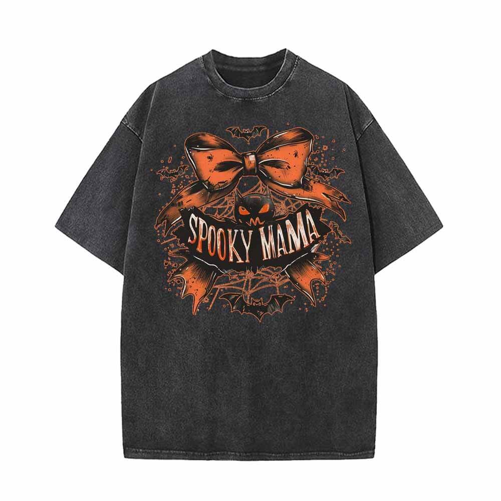 Spooky Mama Halloween Vintage Washed T-shirt 01 | Gthic.com