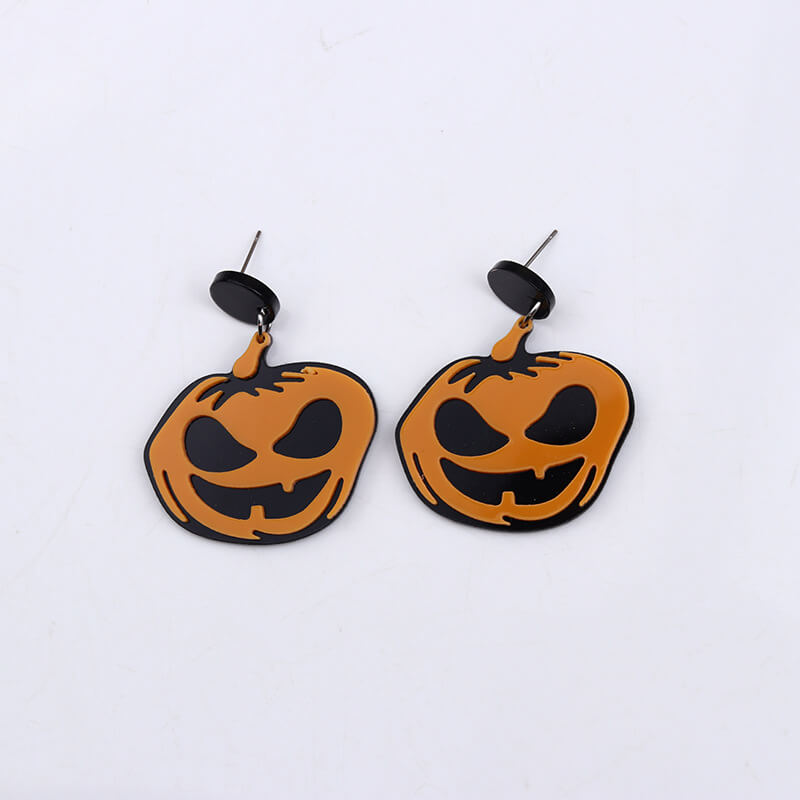 Pendientes de Halloween de acrílico de calabaza espeluznante