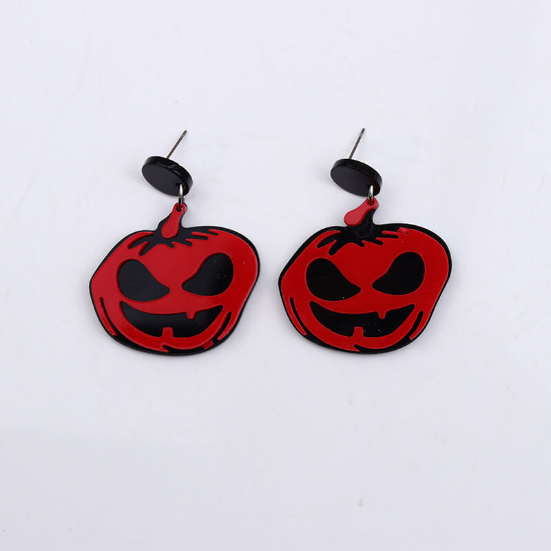 Pendientes de Halloween de acrílico de calabaza espeluznante
