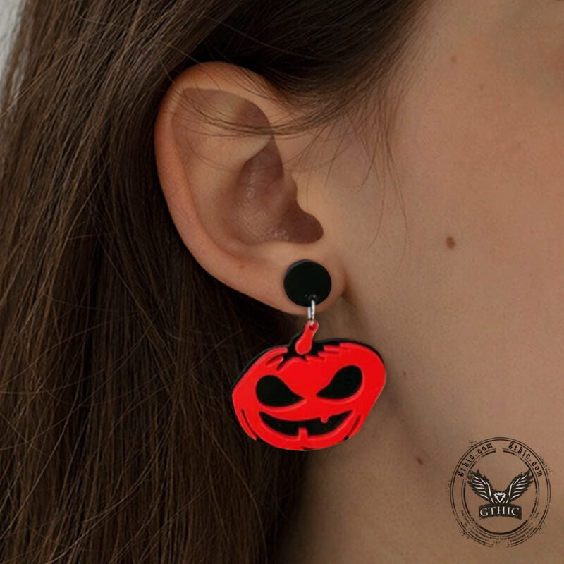 Pendientes de Halloween de acrílico de calabaza espeluznante