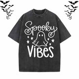 Spooky Vibes Ghost Short Sleeve T-shirt Vest | Gthic.com