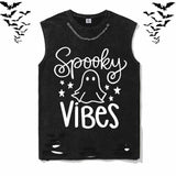 Spooky Vibes Ghost Short Sleeve T-shirt Vest | Gthic.com