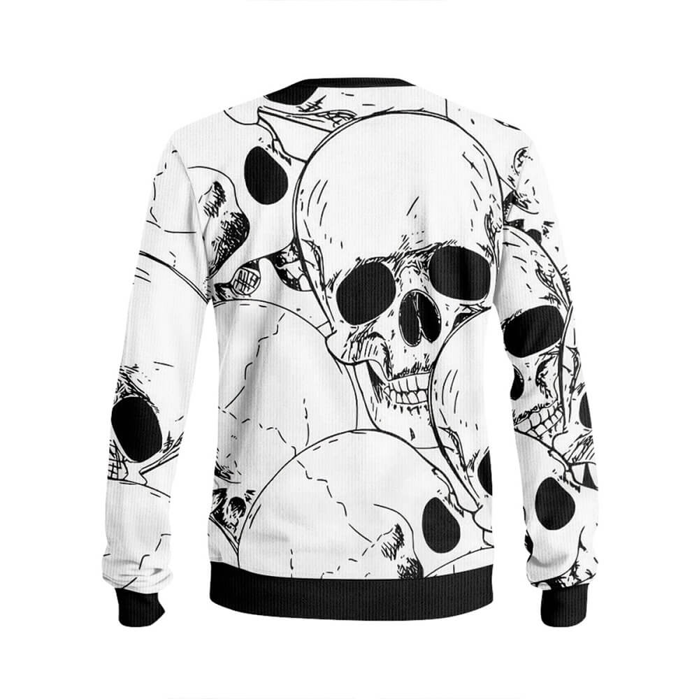 Spooky White Skull Pattern Knitted Pullover Sweatshirt