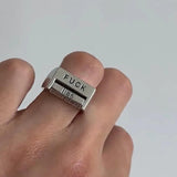 Square FUCK/LOVE Copper Rotatable Interactive Ring 02 | Gthic.com