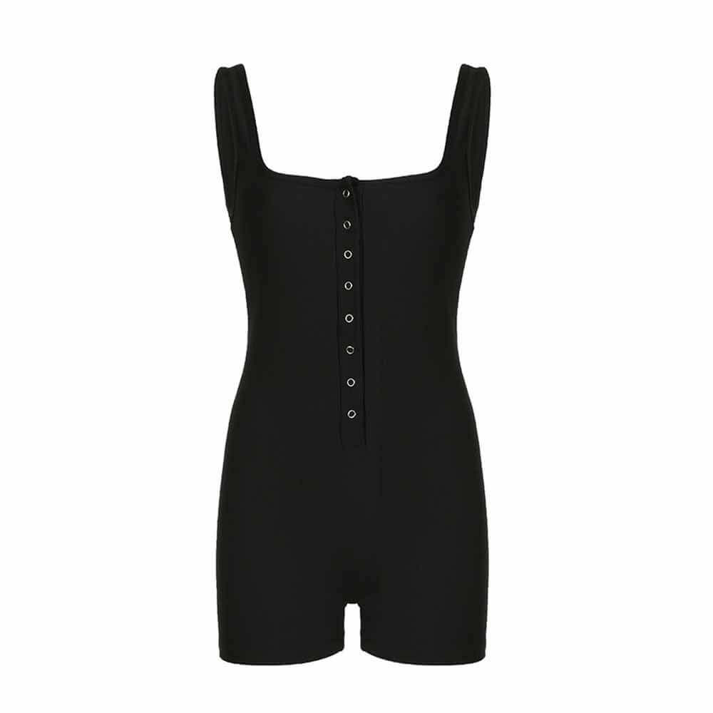 Square Neck Hip-Lifting Slim Fit Sexy Knitted Jumpsuit | Gthic.com