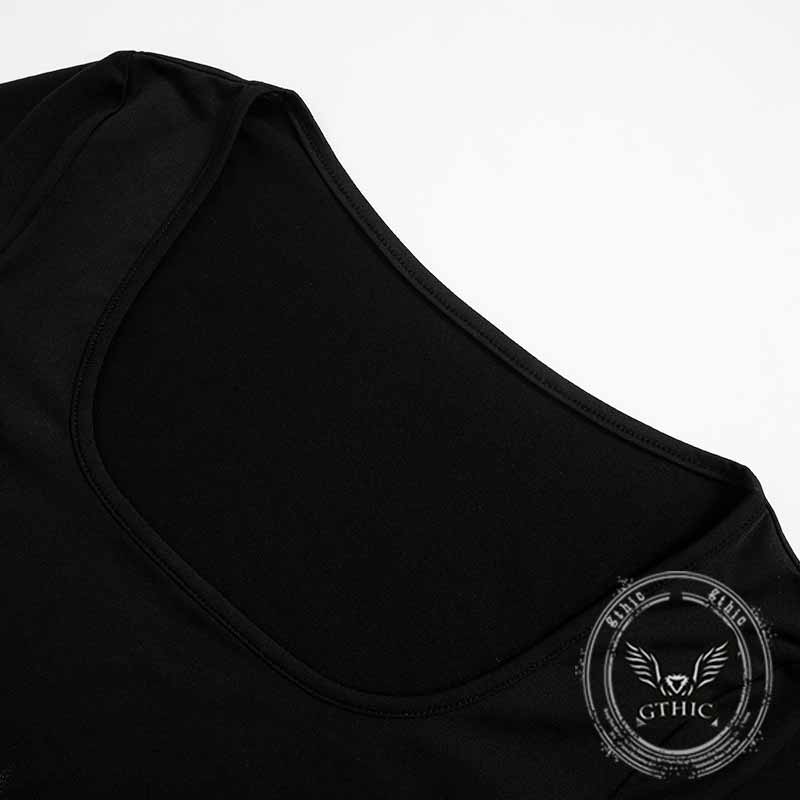 Square Neck Long Sleeve Body Print Slim Dress