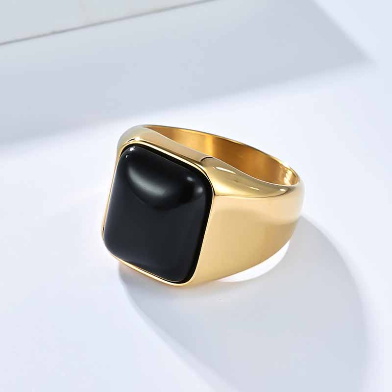 Square Tiger Eye Stone Stainless Steel Ring