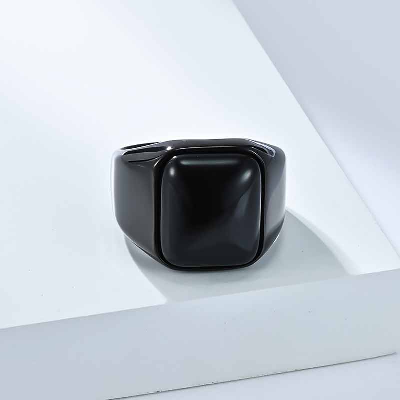 Square Tiger Eye Stone Stainless Steel Ring