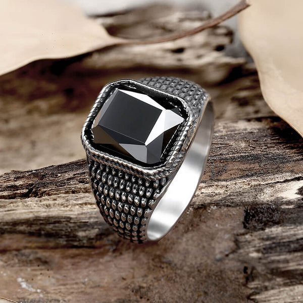 Square Zircon Stainless Steel Minimalist Ring | Gthic.com
