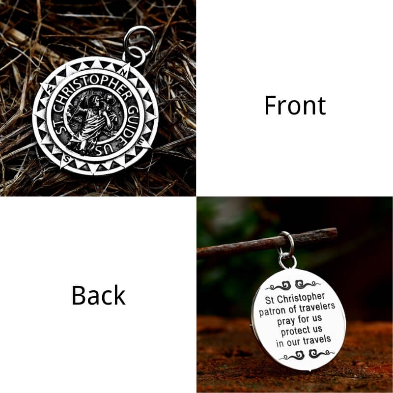 St. Christopher Protect Us Stainless Steel Pendant