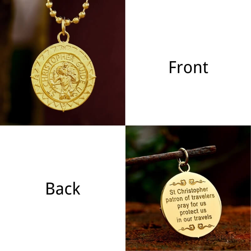 St. Christopher Protect Us Stainless Steel Pendant