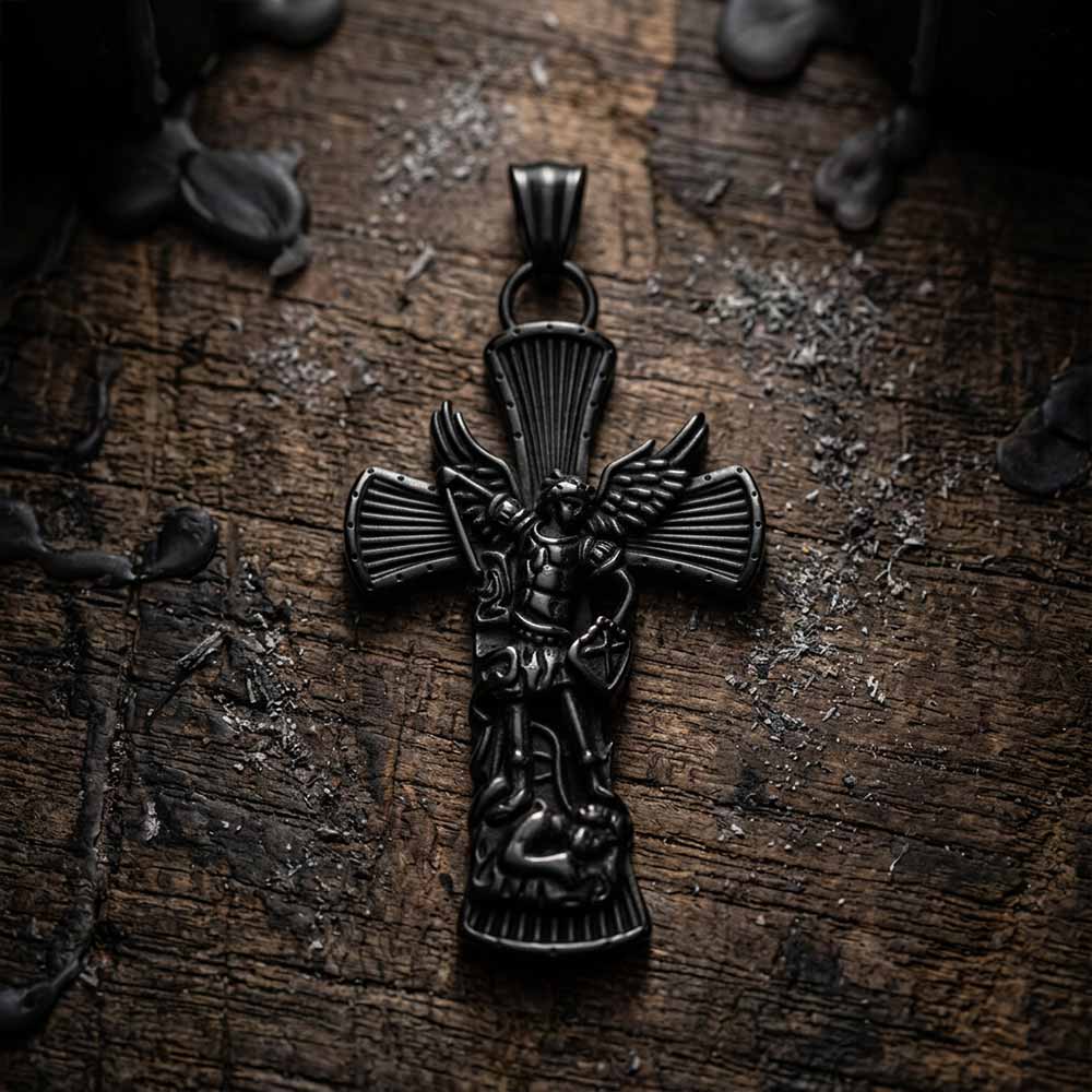 St. Michael Archangel Stainless Steel Cross Pendant