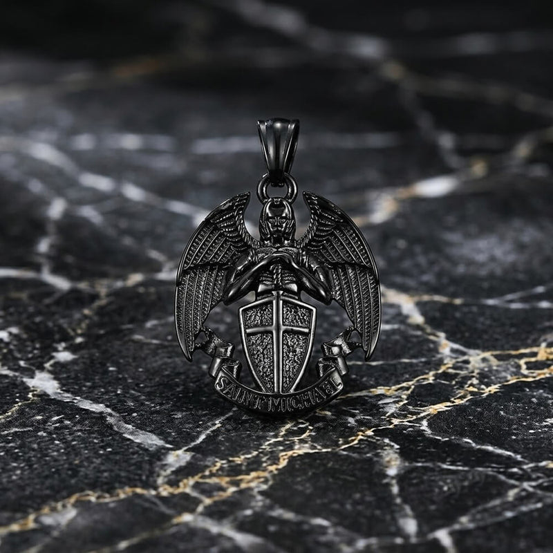 St. Michael Cross Shield Stainless Steel Pendant