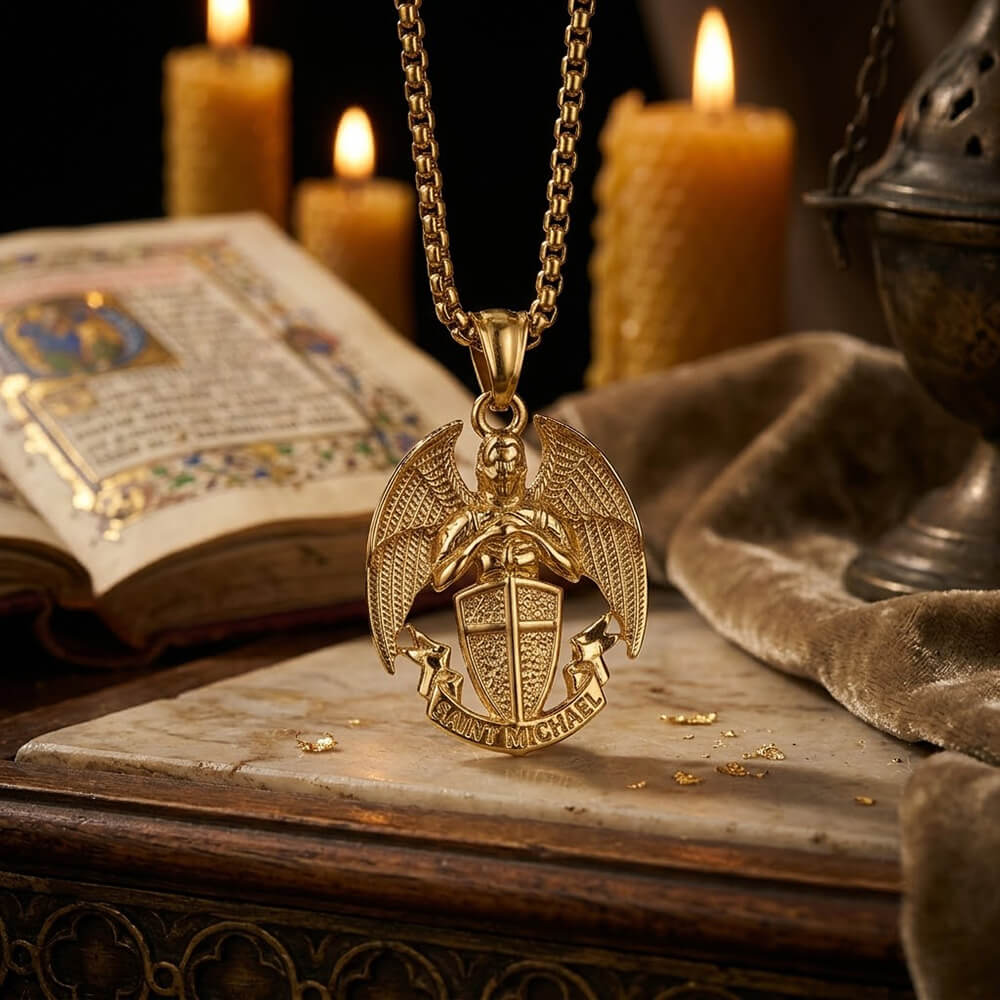 St. Michael Cross Shield Stainless Steel Pendant
