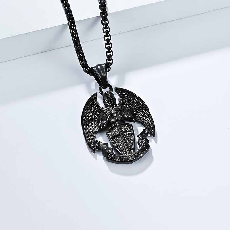 St. Michael Cross Shield Stainless Steel Pendant