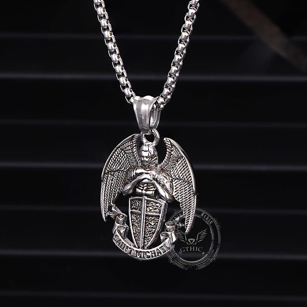 St. Michael Cross Shield Stainless Steel Pendant