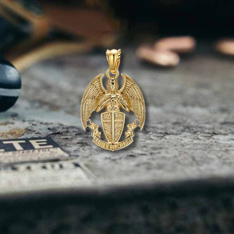 St. Michael Cross Shield Stainless Steel Pendant