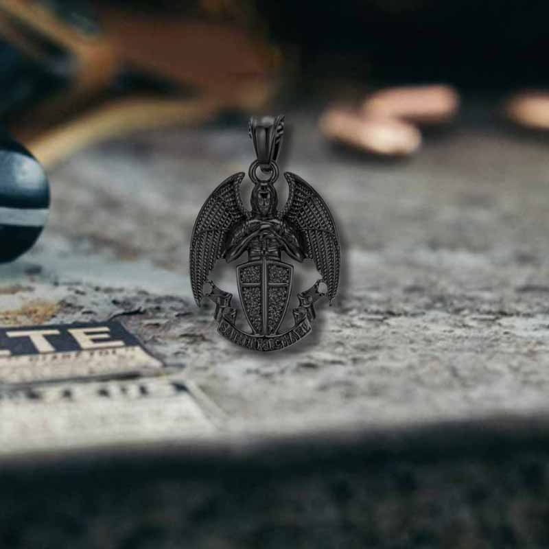 St. Michael Cross Shield Stainless Steel Pendant
