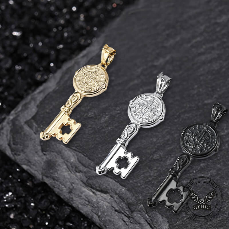 St. Benedict Medal Key Stainless Steel Pendant | Gthic.com