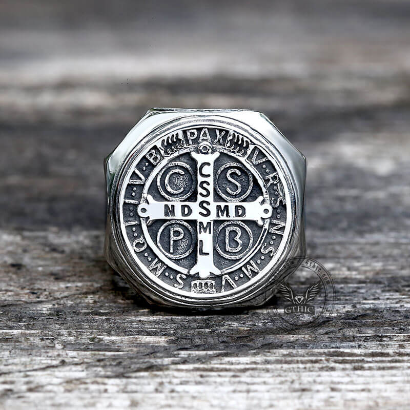 St. Benedict Medal Stainless Steel Christian Ring | Gthic.com