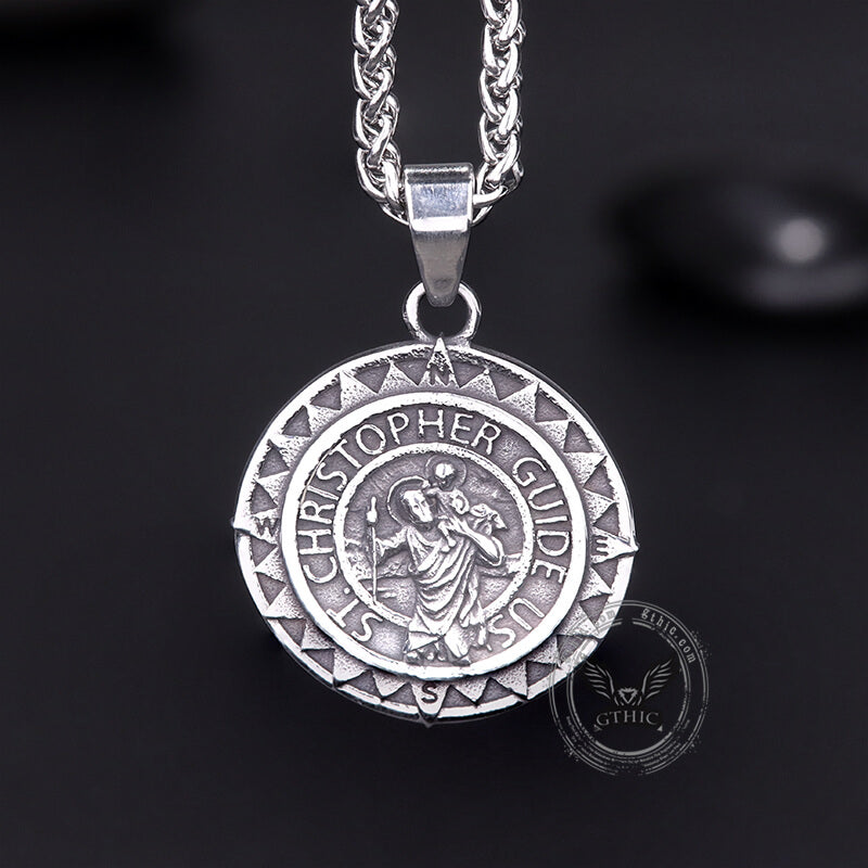St. Christopher Protect Us Stainless Steel Pendant 02 | Gthic.com